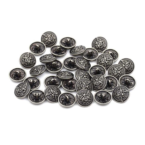 Пуговицы на ножке 28L (18мм), металл (Old Nickel серебро черненое), 36 шт, ME 643