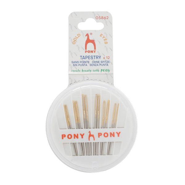 Иглы ручные гобеленовые Tapestry с золотым ушком на диске, ассорти, 12 шт, Pony, 05862