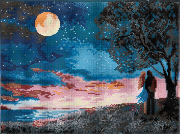 Алмазная (кристальная) мозаика Фрея ALPD-276, на подрамнике Встреча под луной, 40х30 см