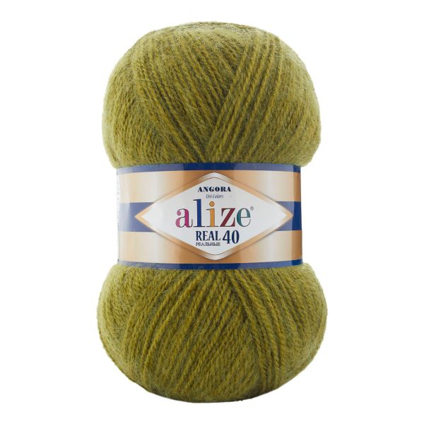 Пряжа Alize (Ализе) Angora Real 40 / уп.5 мот. по 100 г, 430 м, 758 оливковый
