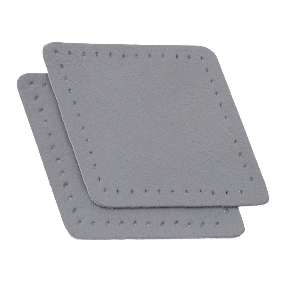 Заплатки пришивные из кожи, ромб 6х8,4см с перфорацией, 2 шт, 100% кожа, 07 серый, 9115