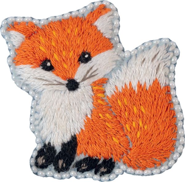 Набор для вышивания нитками Panna, Живая картина. Брошь. Лисичка, 5х5 см