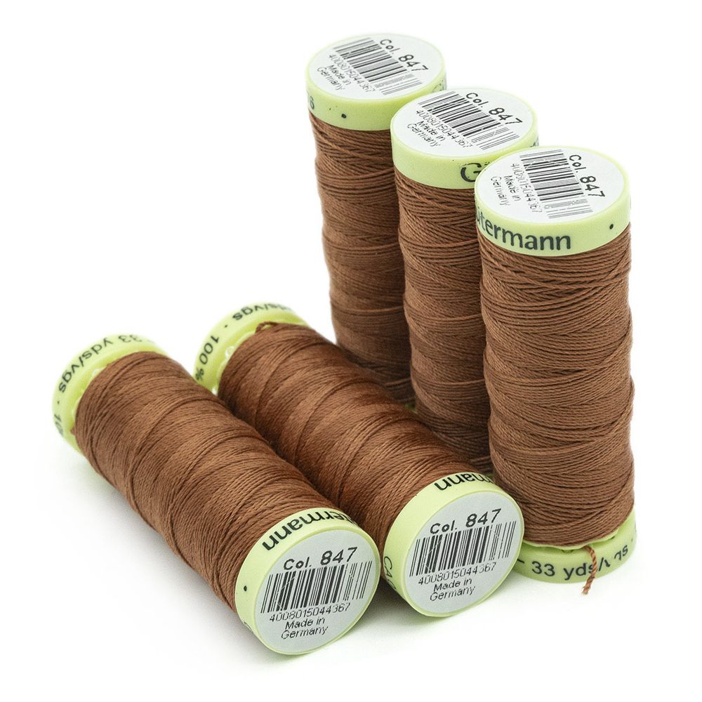 Нитки отделочные Gutermann Top Stitch, 30м, 847 медно-коричневый, 5 катушек