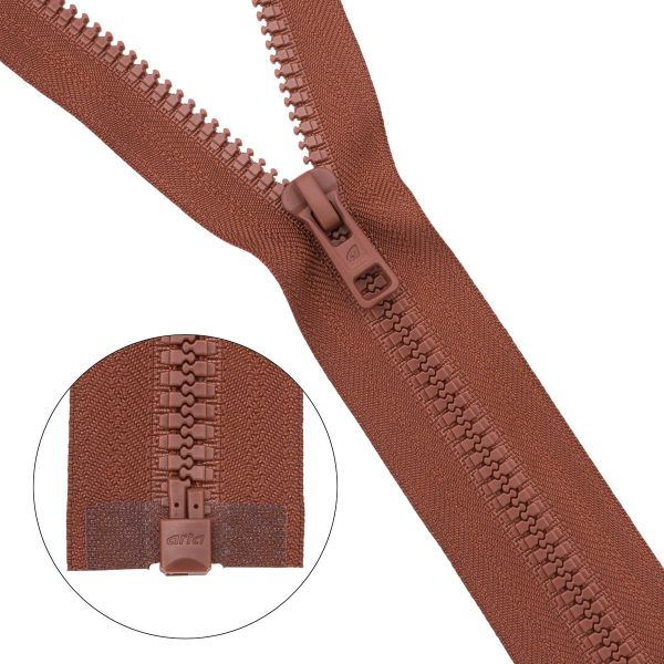 Молния трактор Arta Т6 (6 мм) 1 зам., разъем., 40 см, (2076), A236 терракотовый, НОВЫЙ МАТОВЫЙ ЗАМОК, уп.50 штук