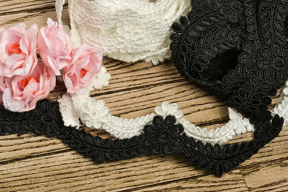 Кружево органза диз. D1367 30мм цв.3 черный уп.9.14м