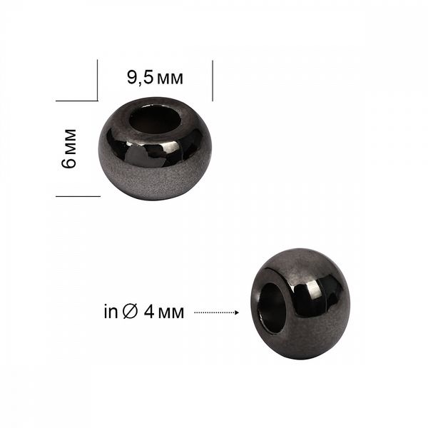 Наконечник для шнура пластик 9.5х6 мм, отв. 4 мм, TBY.0318 черный никель, 100 шт