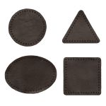 Набор заплаток пришивных из кожи, круг, квадрат, треугольник, овал 6см, с перфорацией, 4 шт (03 темно-коричневый), 9723