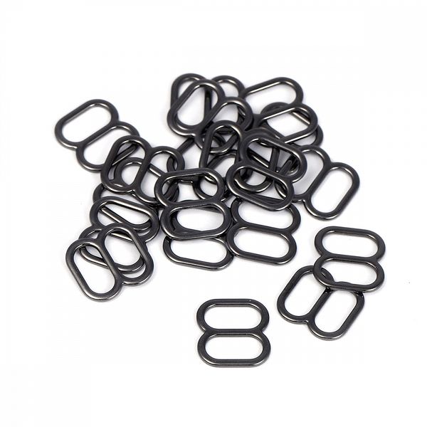 Рамки-регуляторы для купальника металл 10.0 мм, 810D.SW цв.черный никель, уп.100 шт