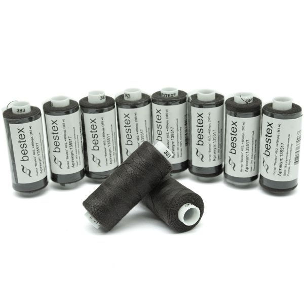 Нитки швейные бытовые Bestex 40/2, 365 м (400 ярд) / 10 кат., 383 коричнево-гранитный