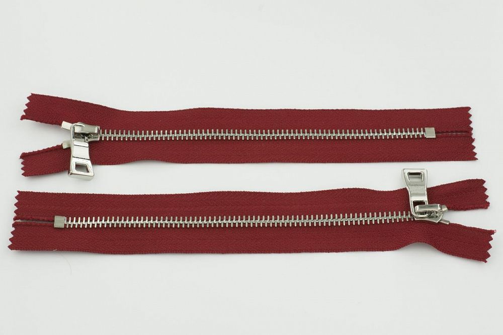 Молния металл Т5 (5 мм) 1 зам., н/раз., 18 см, никель, цв.D519 ярко красный, MaxZipper Premium, 1 шт /TOS/