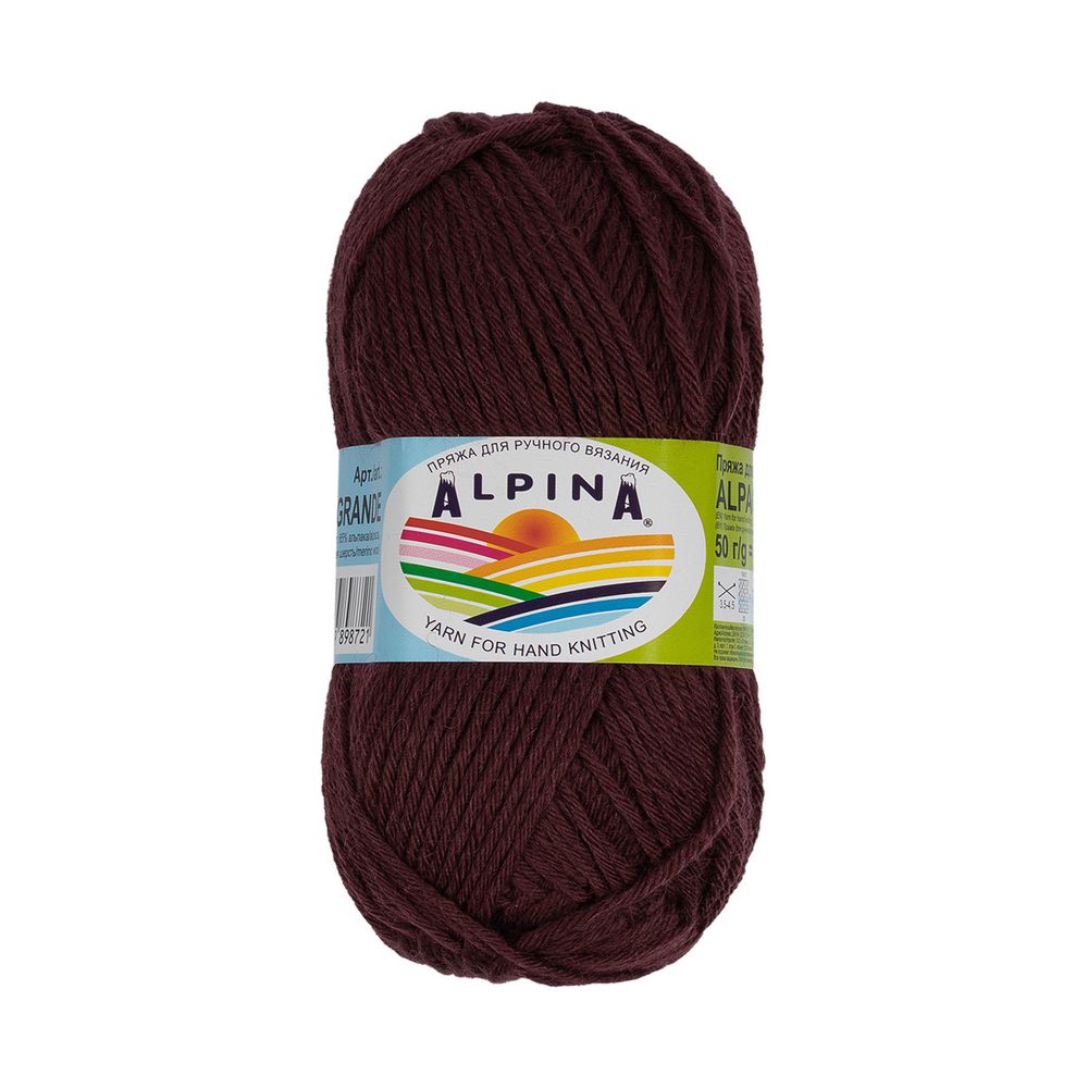 Пряжа Alpina Alpaca Grande / уп.4 мот. по 50 г, 118м, 09 бордовый