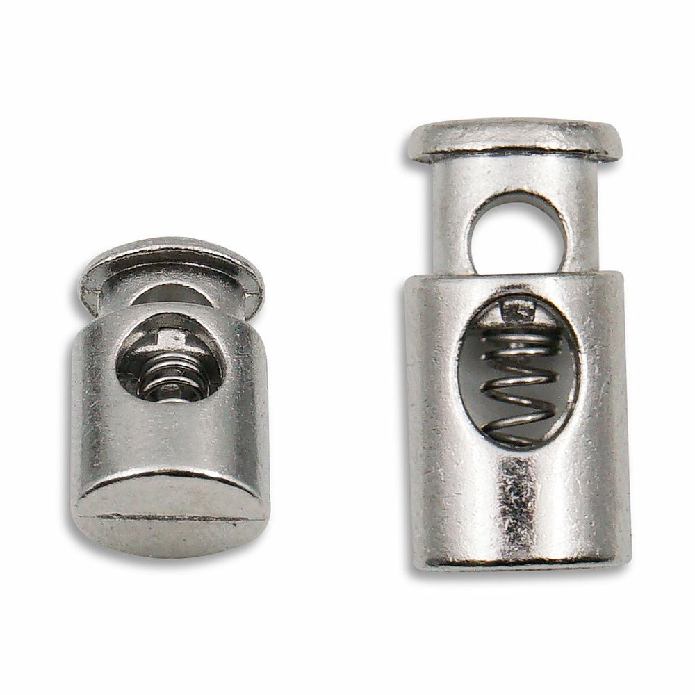 Фиксатор (стопор) для шнура металл 1 отв., 20х10 мм, (in ⌀4.5 мм), цв.серебро, 10 шт
