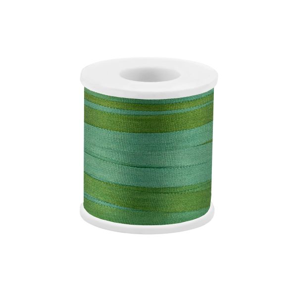 Лента (тесьма) шелковая 4.0 мм / 45.5±0.5 метров, M109 ментол/зеленый, Gamma SRM-4