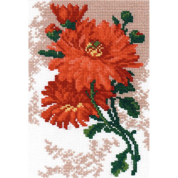 Набор для вышивания нитками РС Студия, Хризантема 19х13 см