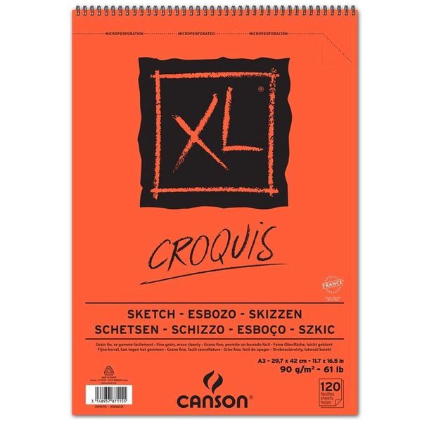 Альбом для графики XL Croquis 90 г/м², A3 27.9х42 см, на спирали 120 л, Canson С200787115