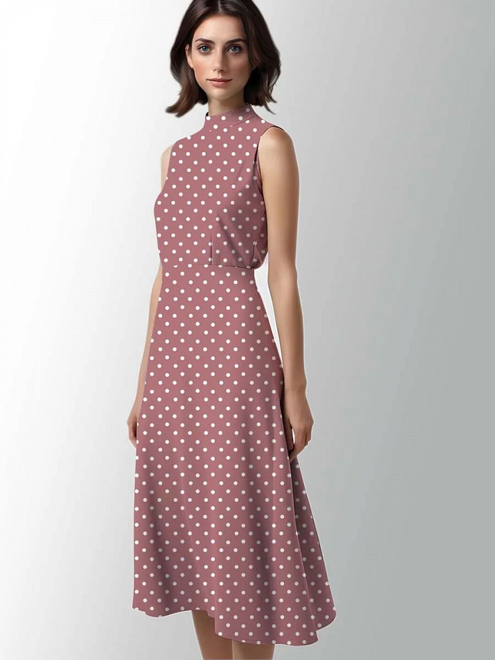 Штапель в горошек 90 г/м², 145 см / 2 метра, TBY.Vidt.08 цв.розовый