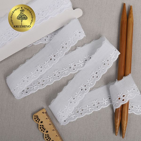 Кружево шитьё 30 мм, ТСВ-20S19, цв.001 белый, уп.13.71м, Kruzhevo