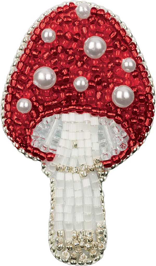 Набор для вышивания бисером Klart, Брошь Мухомор, 4х7 см