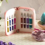 Набор укороченных съемных спиц Knit Pro Zing Deluxe Set, алюминий, 8 видов спиц (новый дизайн 47409), 47425