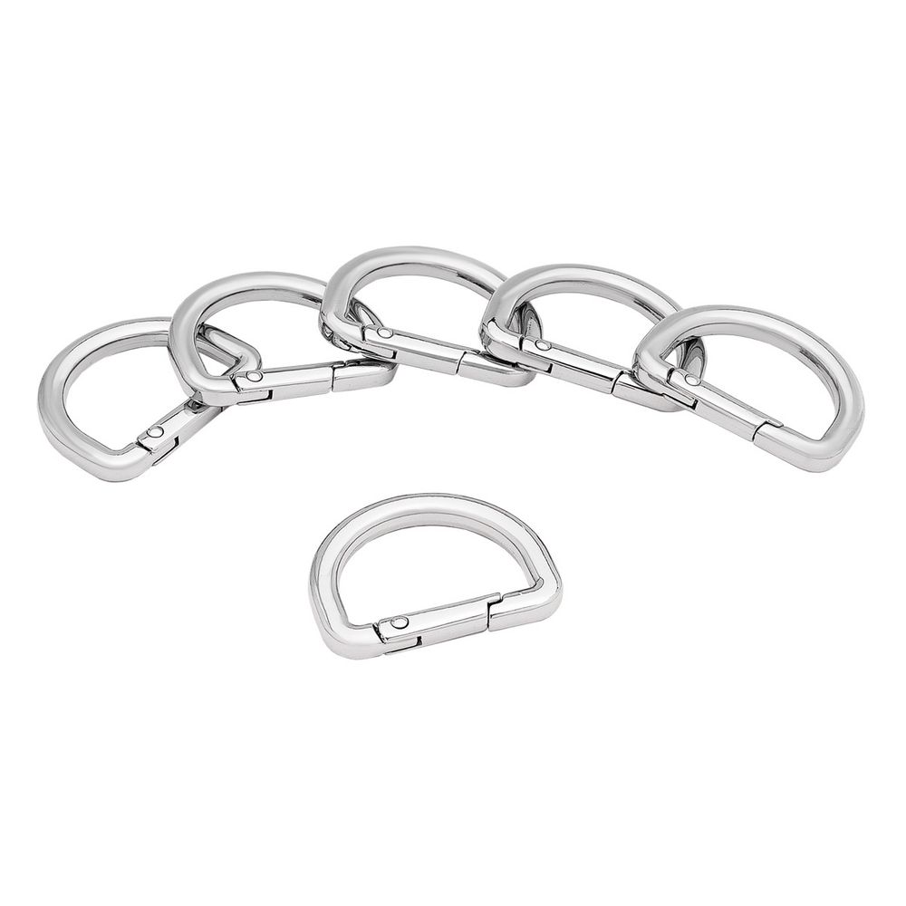 Карабин металл полукольцо 25 мм, серебро (никель), MB_2232, 6 шт