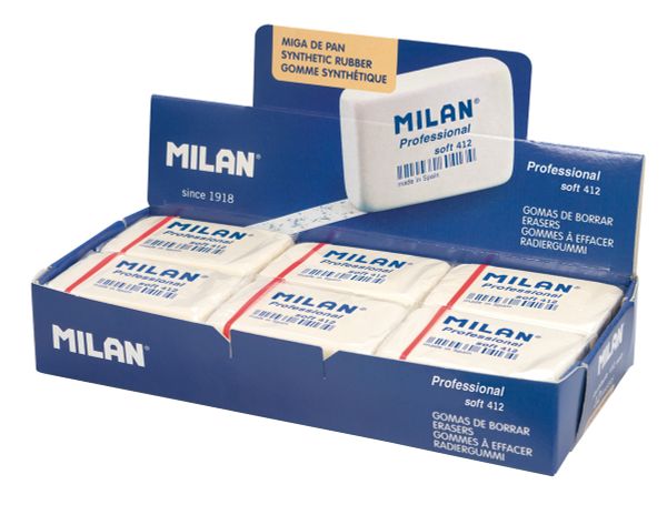 Ластик soft 412 5.1х3.5х1.3 см, 12 шт, мягкий CMM412CF, Milan
