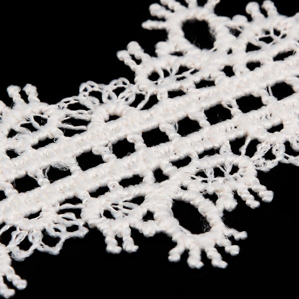 Кружево гипюр (плетёное) 30 мм / 3 метра, матовое, 571 молочный