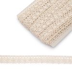 Кружево вязаное (тесьма) хлопковое 22 мм / 25 метров, одностор. (02 бежевый)