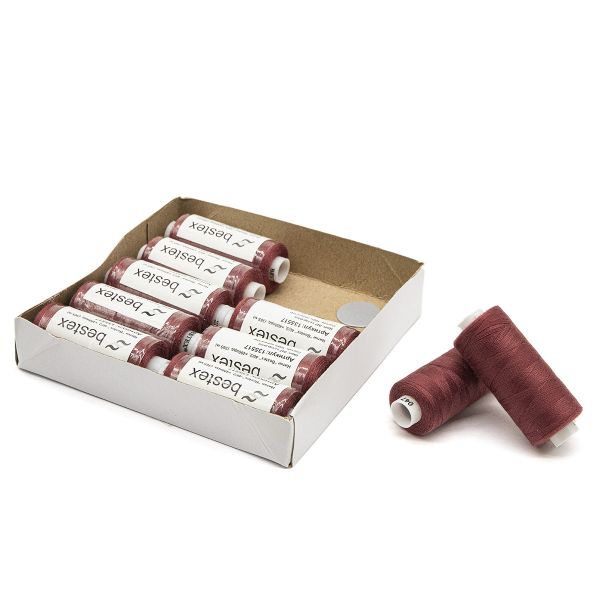 Нитки швейные бытовые Bestex 40/2, 365 м (400 ярд) / 10 кат., 047 коричнево-розовый