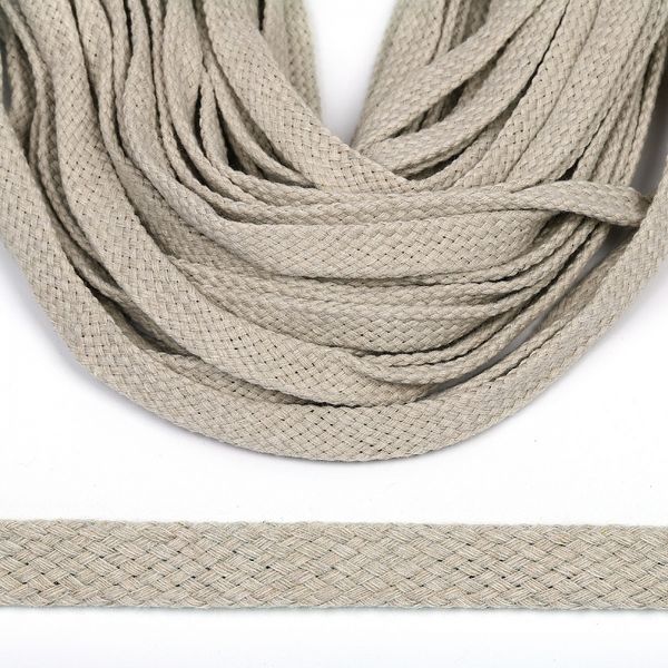 Шнур плоский плетеный х/б ⌀12.0 мм / 50 метров, турецкое плетение TW, 033 тёмный лён