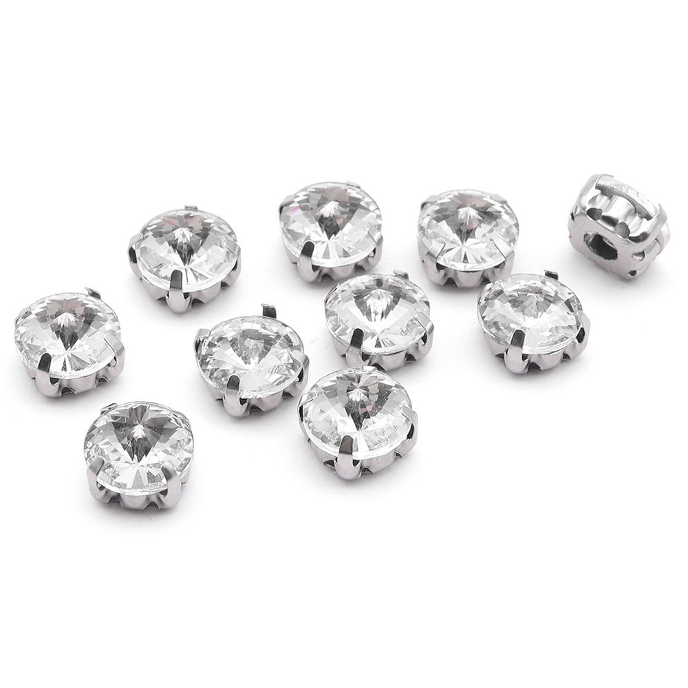 Хрустальные стразы в цапах круглой формы, белый 8 мм, 10 шт. Astra&Craft, РЦ001НН8