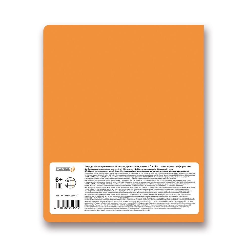 Тетрадь предметная Грызем гранит науки A5+ 48 л. на скобе, 10 шт, клетка, Информатика 48ТСК5 000181, Светоч