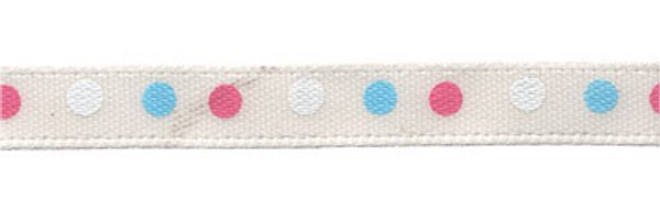 Лента атласная с рисунком 6.0 мм / 22.8±1 метра, D2/132 горох/небесно-голубой, Gamma ALP-063