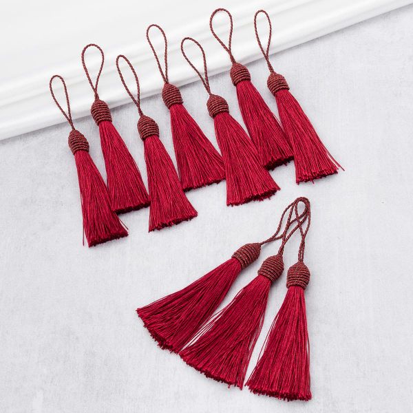 Кисть шторная l=10 см, полиэстер, 10 шт, 2 бордовый, CL-033