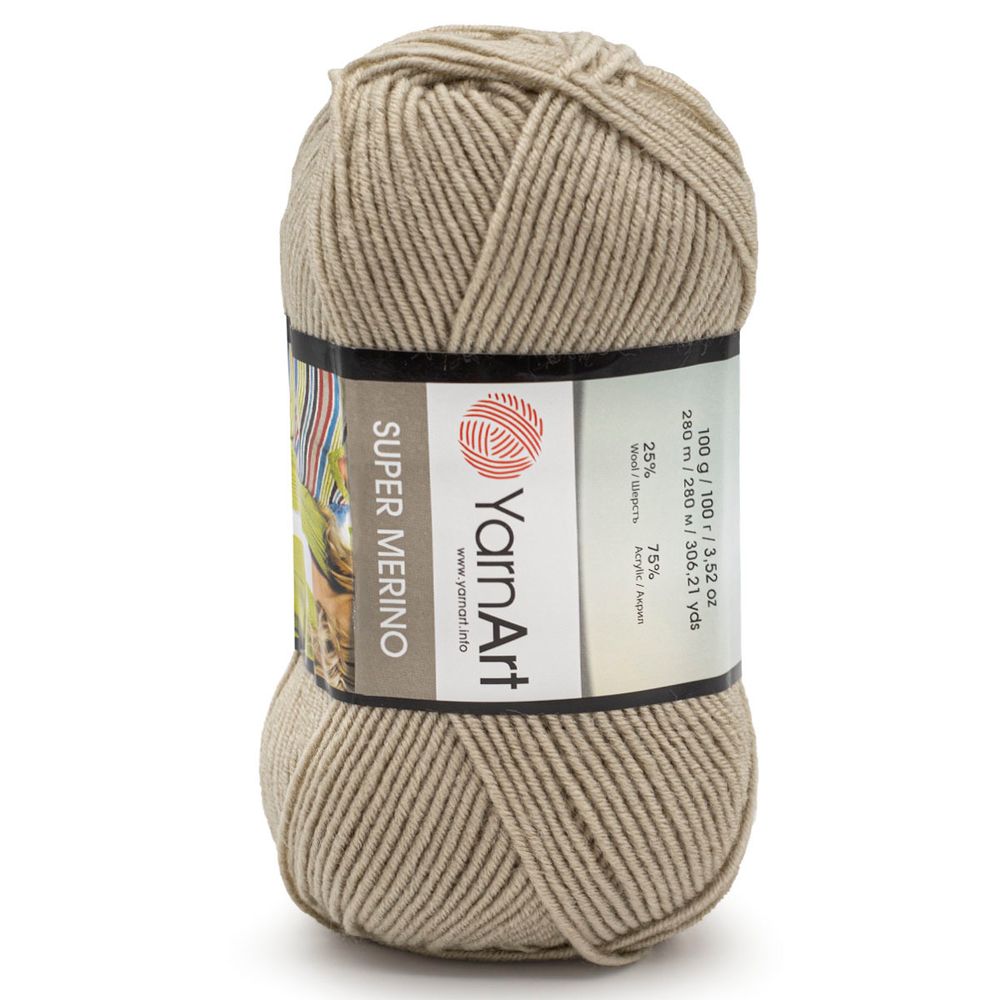 Пряжа YarnArt (ЯрнАрт) Super Merino / уп.5 мот. по 100 г, 300м, 383 холодный беж