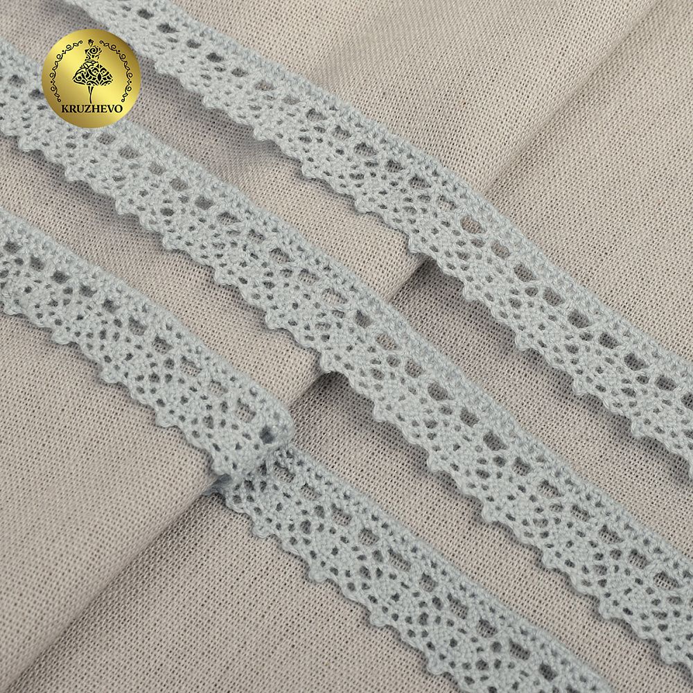 Кружево вязаное (тесьма) хлопковое 18мм арт.TR.1006 цв.серый, уп.10м, Kruzhevo