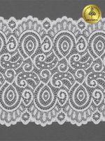 Кружево эластичное (стрейч) L1351 180мм цв.004 сумрачно-белый, 25м, Kruzhevo