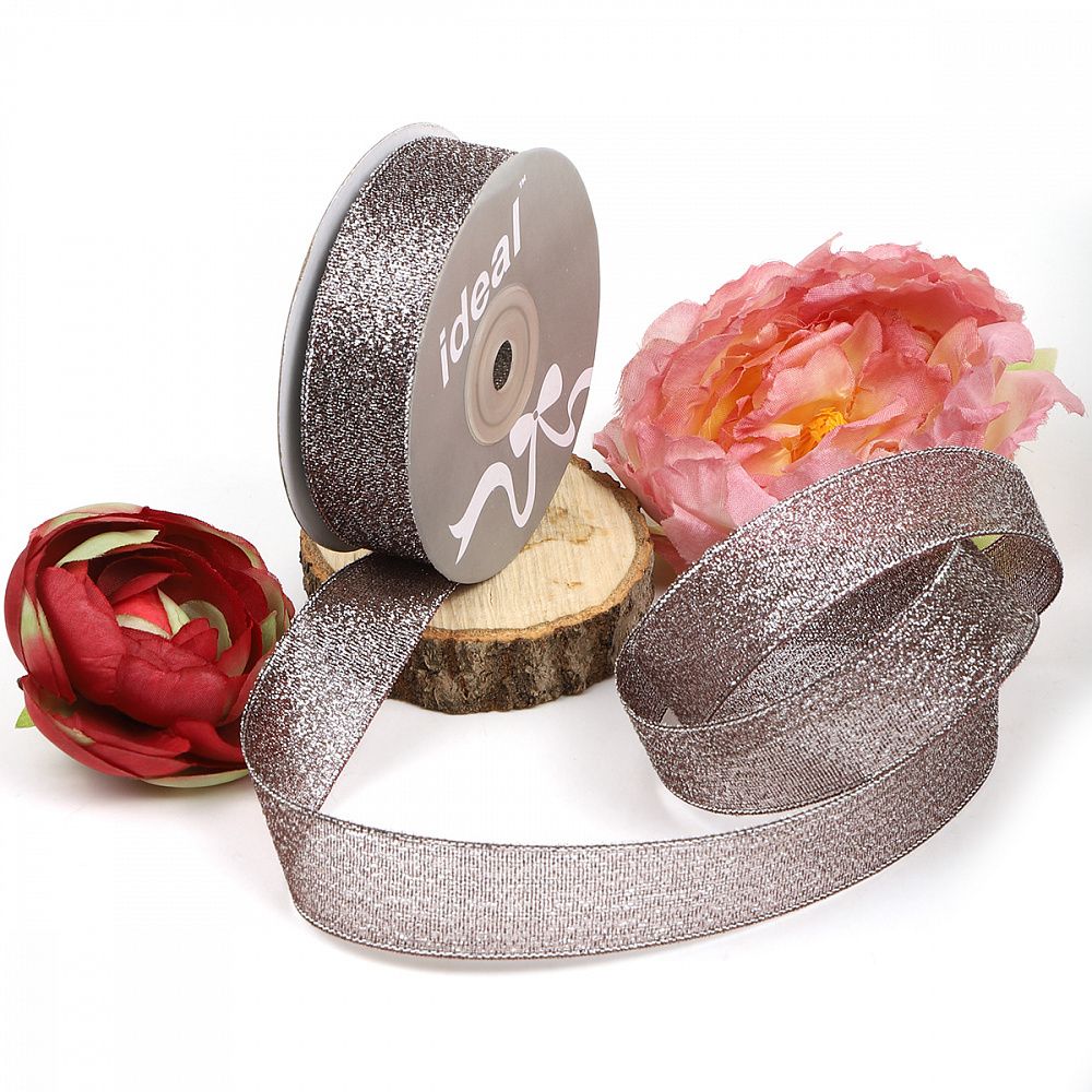 Лента с люрексом 25 мм, 139 черный/серебро, уп. 22,85 м