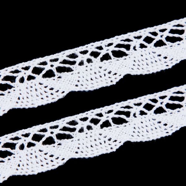 Кружево вязаное (тесьма) хлопковое 20 мм / 9.14 метров, белоснежный