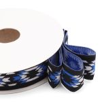 Лента (тесьма) жаккардовая 20.0 мм / 10±0.5 метров, Геометрический орнамент 20279 V2 черный/синий