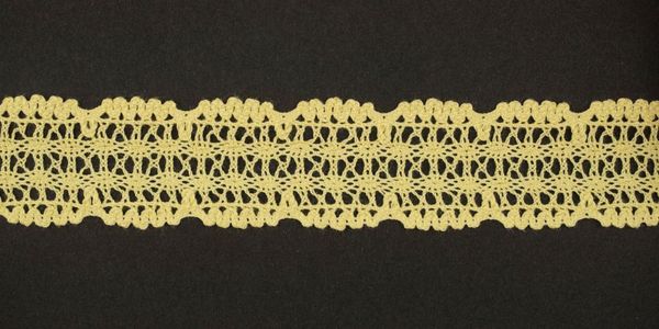 Кружево вязаное (тесьма) 25 мм, цв.св.желтый, Alfa, 25 метров, AF-386-010