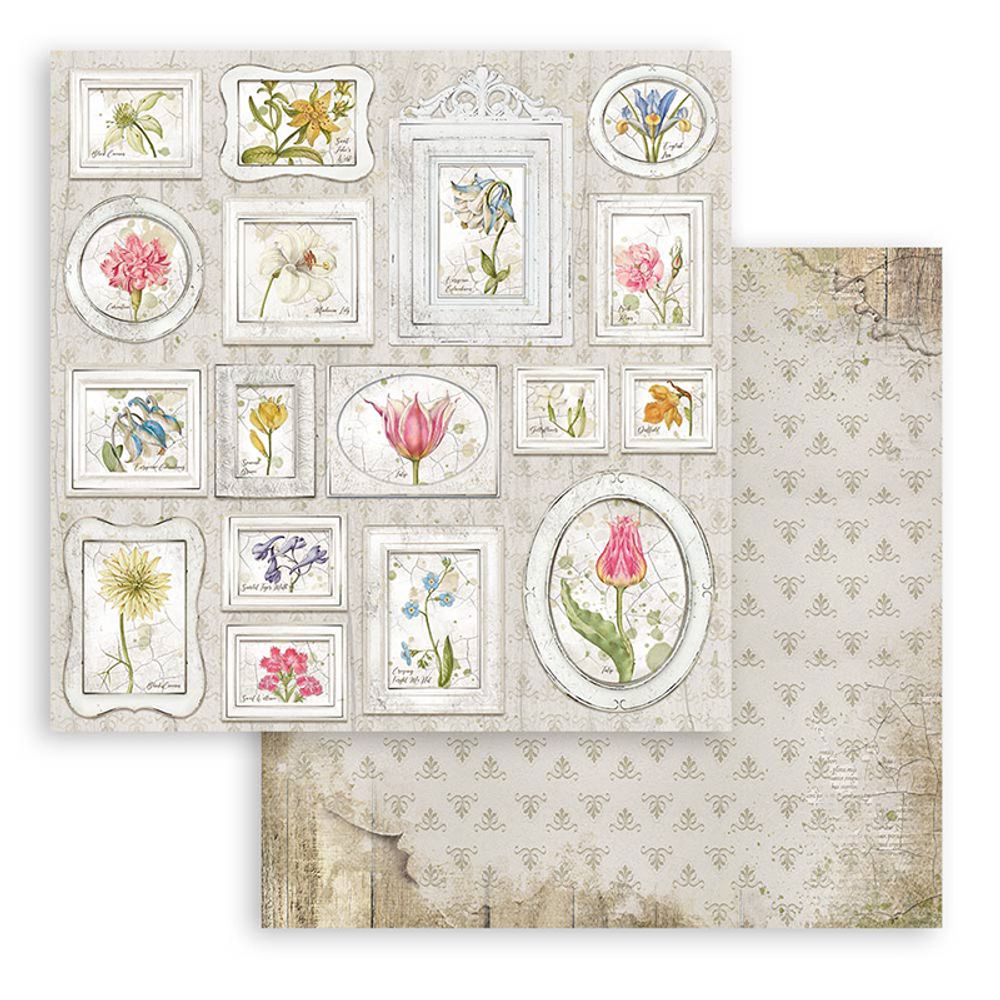 Бумага 2-сторонняя для скрапбукинга Stamperia Scrapbooking Double face sheet - Romantic Garden House tags, 190 г/м², 30.5х30.5 см, 1 лист