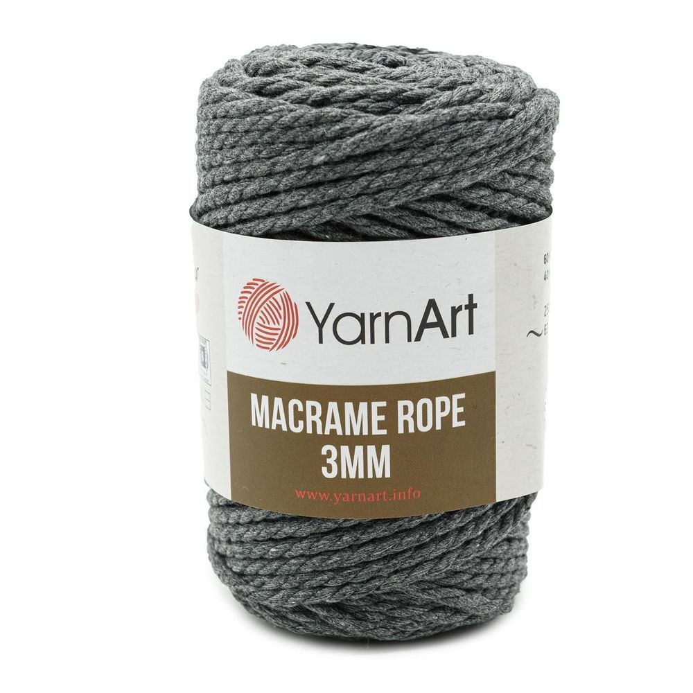 Пряжа YarnArt (ЯрнАрт) Macrame Rope 3мм / уп.4 мот. по 250 г, 63м, 758 антрацит