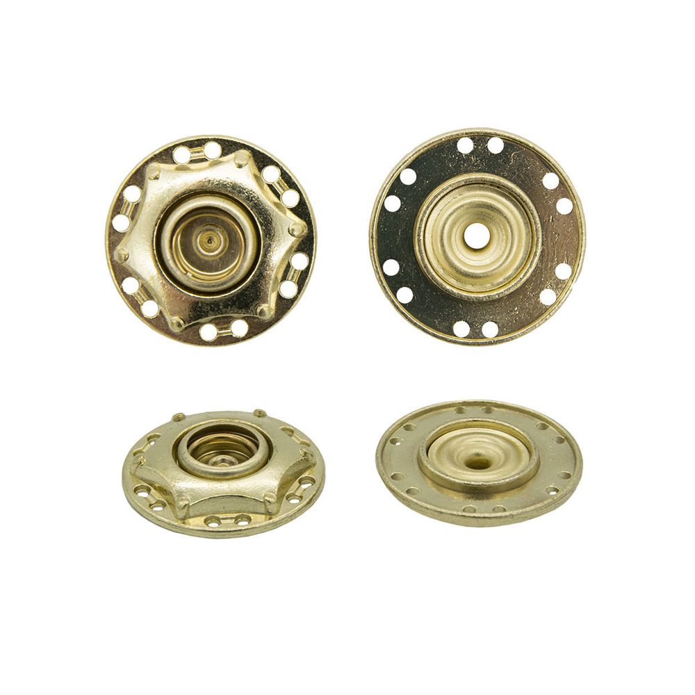 Кнопка пришивная металл ⌀24.0 мм, золото, нержавеющий металл, 4 шт, BIG