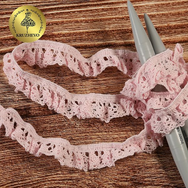 Кружево вязаное (тесьма) на резинке 17 мм -5236 цв.20 св.розовый уп.10м, Kruzhevo