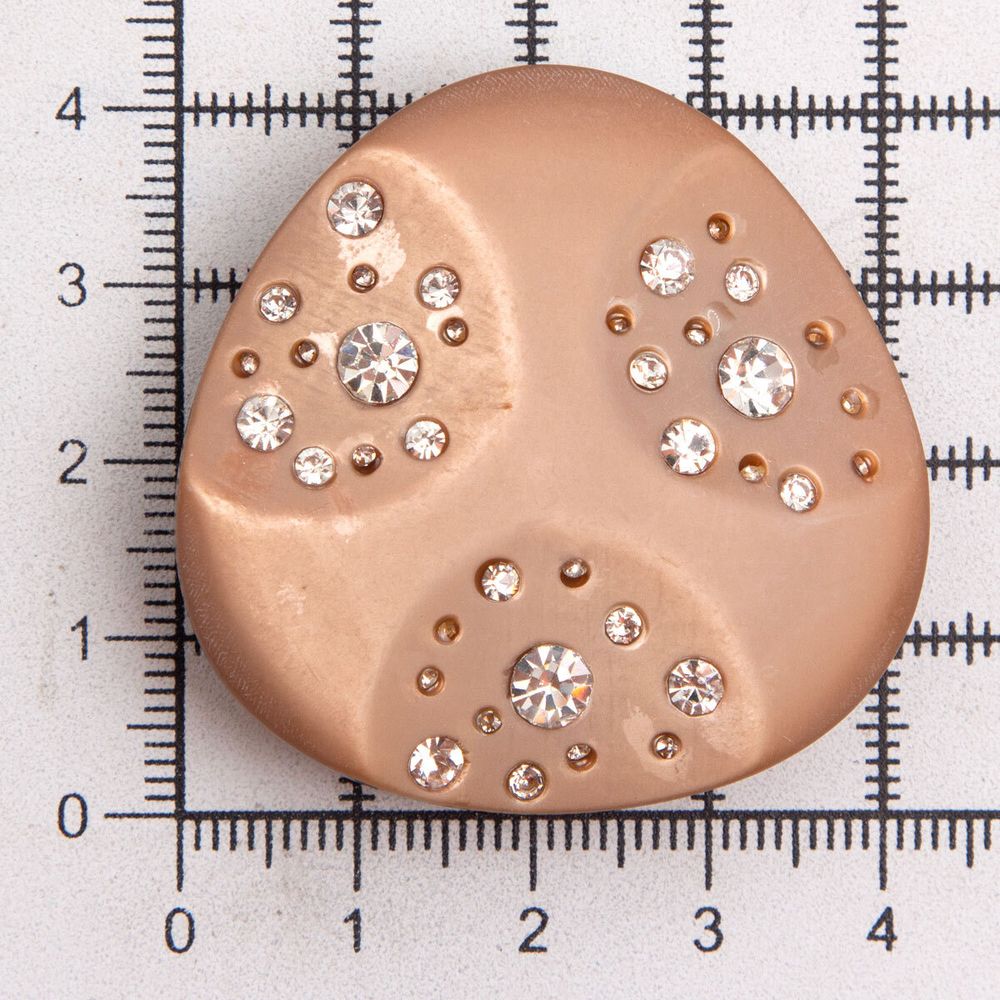 Пуговицы на ножке пальтовые со стразом (пластик) 676415 (коричневый), 4 шт