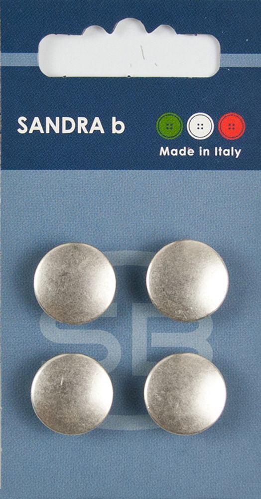Пуговицы Sandra, 15 мм, 4 шт, металл, серебряный (3)