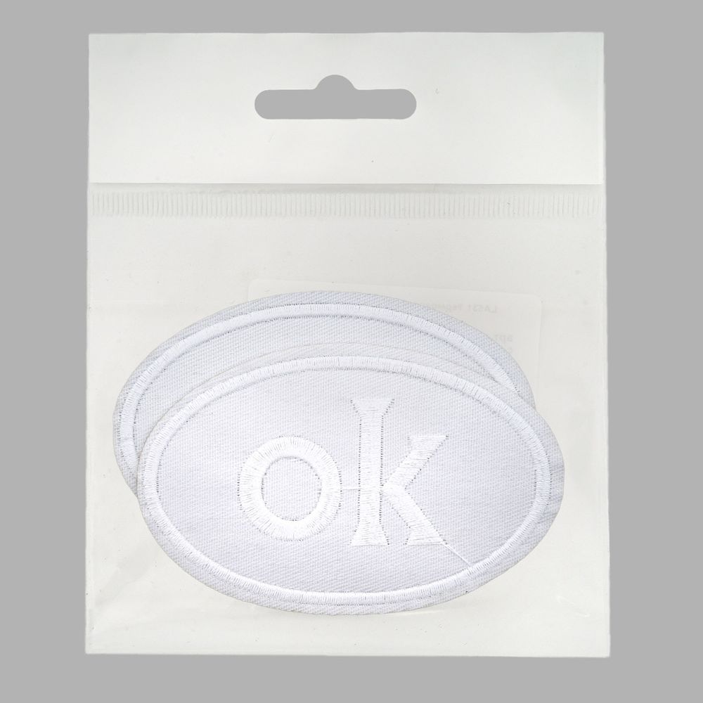 Термоаппликация овал OK 92х60мм (White (белый)), 2 шт, LA560
