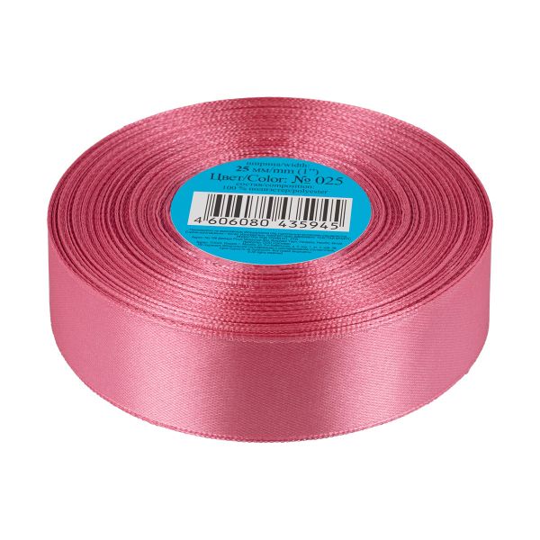 Лента атласная 1-сторонняя 25.0 мм / 33±2 метра, 025 т-розовый, Gamma