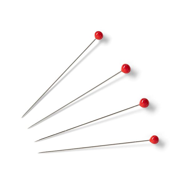 Булавки шарики стеклянные головки 35 мм, сталь 5 г, красные, Prym 029700