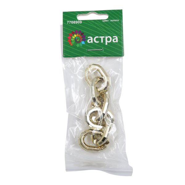 Цепь пластик 10 см, размер звена 26х18 мм, золото